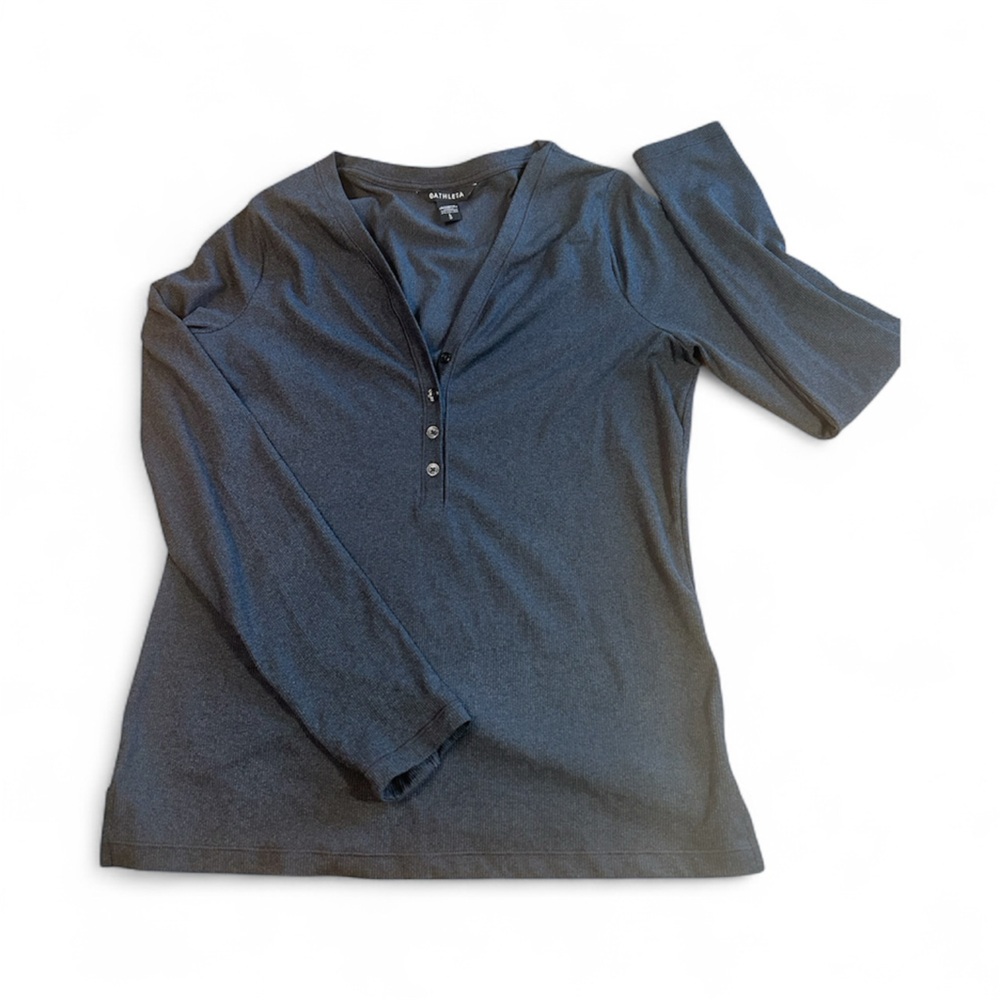 Athleta Henley charcoal gray EUC L